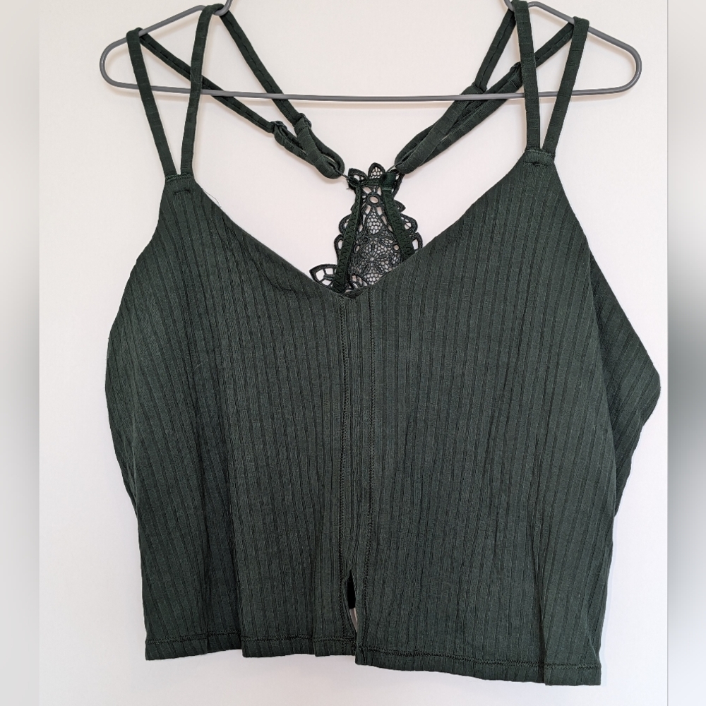 COPY - Green aerie crop w shelf bra 2X
